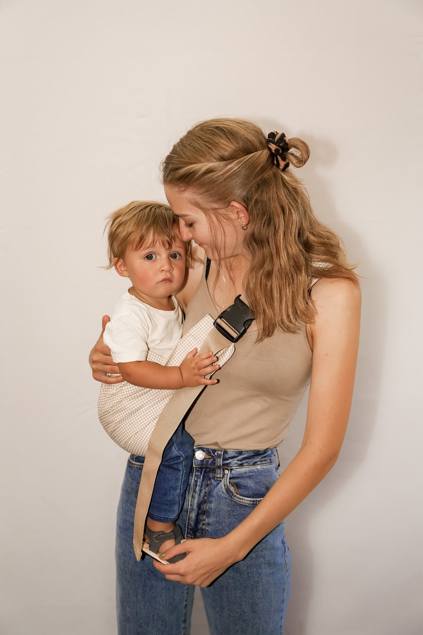 Cotton Jane's Roo Sling in Beige checkered