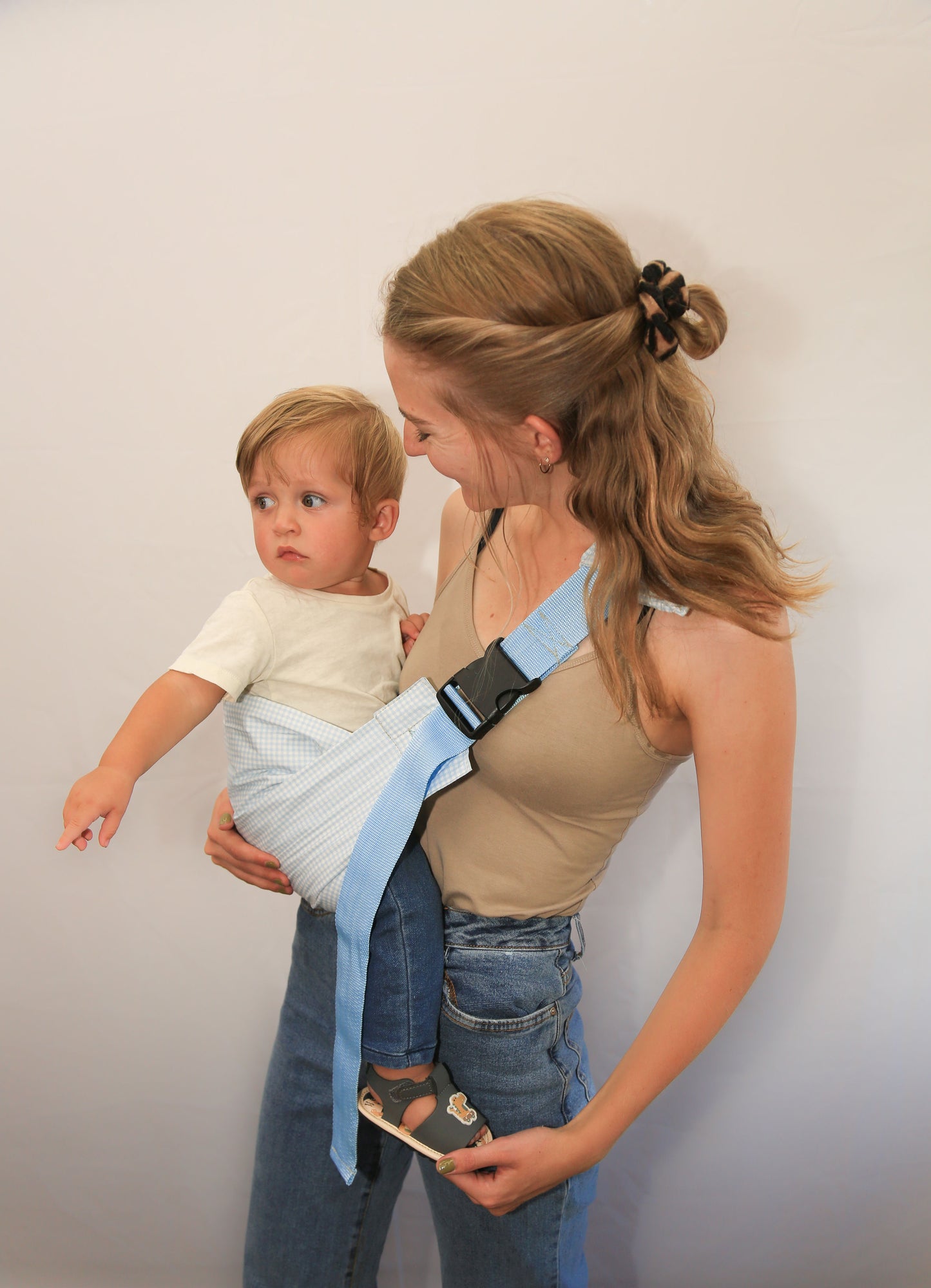 Cotton Jane's Roo Sling in Blue checkered