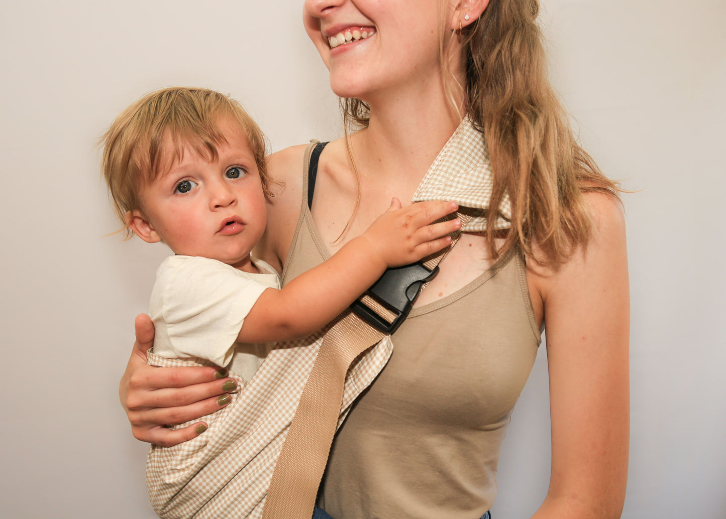 Cotton Jane's Roo Sling in Beige checkered